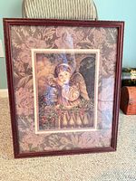 Full view of framed angel child portrait print