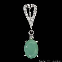 Front view showing emerald and stone-set bail