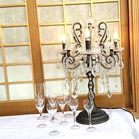 Overall lot showing chandelier and stemware