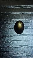 Top view of oval black star sapphire showing six-ray star