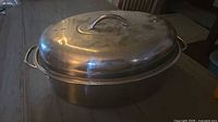 Roaster with lid on, showing overall form