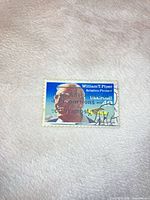 Close-up of William T. Piper 40¢ airmail stamp showing cancellation