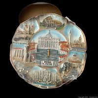 Front view of chalkware plaque showing all Rome landmarks