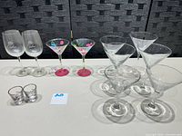All twelve glasses arranged together showing types and quantities