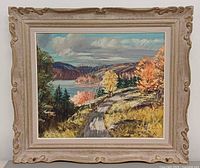 Full view of framed oil painting