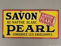 Full view of rectangular Pearl soap porcelain enamel sign