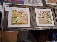 Two framed prints showing design, frame style, glazing