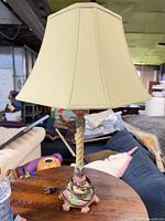 Full view of table lamp with shade attached