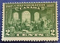 Front view of 1927 2¢ Canada Fathers of Confederation stamp