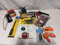 Group shot of all nine automotive items laid out