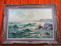 Full view of framed painting showing entire artwork and frame