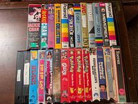 Group shot of entire lot showing commercial titles and blank tapes