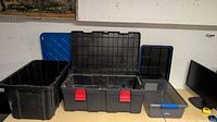 front view of all three bins with lids visible