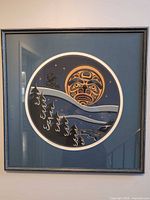 Framed serigraph showing overall artwork and frame