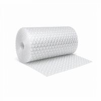 Roll of clear bubble wrap standing with sheet unrolled