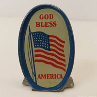 Front view showing God Bless America and flag graphic