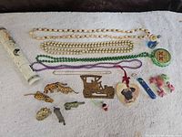 Overview of all items laid out on cloth