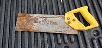 Overall view of Buck Bros backsaw on ridged surface