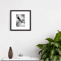 Frame on wall with plant and decor illustrating gunmetal finish and white mat