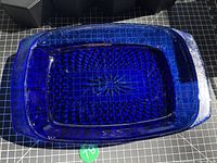 Top view of cobalt blue rectangular baker showing overall shape and pattern