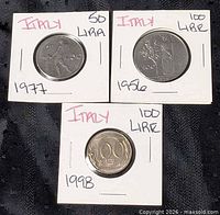 All three Italian coins in their cardboard flips