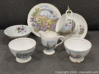 Group shot showing all seven bone china pieces