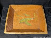 Top view showing entire tray, hand-painted motif and gilded edge