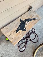 Top view showing entire bench and orca graphic