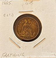 Reverse view showing seated Britannia and date 1885