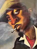 Close-up of pianist portrait face and cigarette