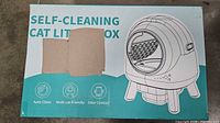 Retail box showing product illustration and self-cleaning cat litter box text