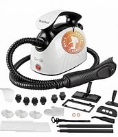 Steam cleaner with all accessories laid out