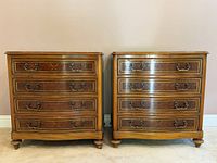 Pair of mahogany bow front nightstands front view