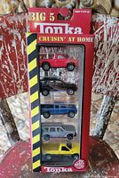 Front view of sealed Tonka Big 5 blister pack showing five cars