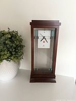 Front view of Bulova Frank Lloyd Wright Willits mantel clock
