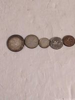 All five 1959 Canadian coins lined up largest to smallest