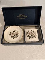 Saucer and posy holder inside Royal Worcester box