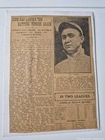 Front of 1913 Ty Cobb newspaper clipping showing headline, photo and statistics