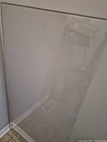 Front view of clear acrylic sheet leaning against wall