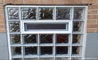 Installed example of glass block window with vent