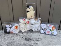Group shot of all six boxed Beanie Baby wedding pairs