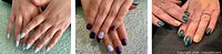 manicured hands in various nail colours, promotional images of salon services