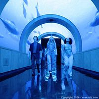 Immersive underwater tunnel scene with visitors, representing exhibit experience