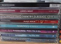 Stack showing Beatles, DJ’s Choice, Party Tyme, Karaoke Party discs