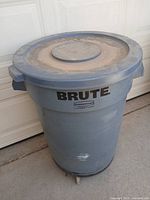 Full view of Brute trash can with lid and dolly