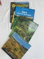 All four hardcover books fanned out on table