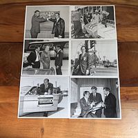 All six photographs laid out on wooden surface