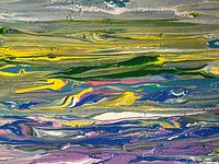 Close-up of thick impasto texture and color blending
