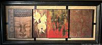 Front view showing entire four-panel artwork within black frame