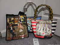 Three Frank & novelty tote bags front view